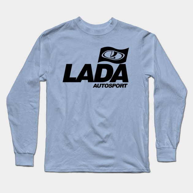 Lada Autosport with flag logo (black) Long Sleeve T-Shirt by GetThatCar